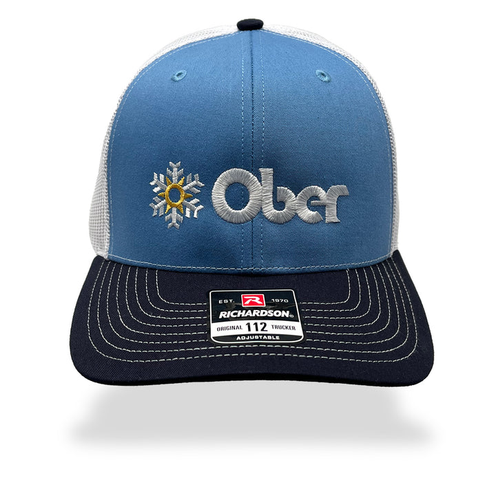 Ober Mountain Logo Trucker Hat Columbia Blue & Navy 112